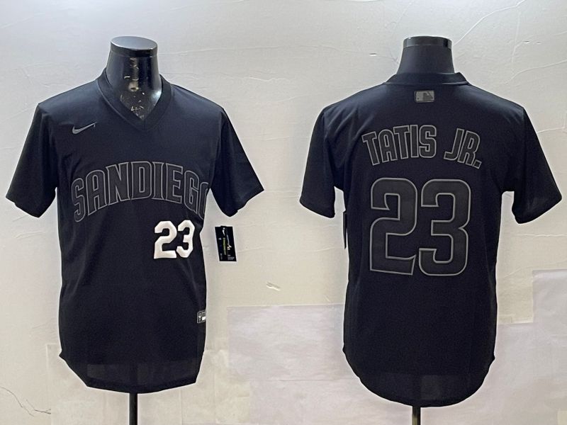 Men San Diego Padres 23 Tatis jr Black Throwback Game 2025 Nike MLB Jersey style 4